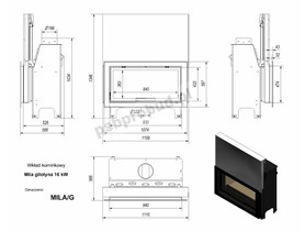 Wkład kominkowy MILA 16 gilotyna + glass