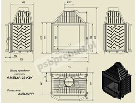 Wkład kominkowy AMELIA 25 pryzmatyczny + dolot