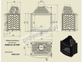 Wkład kominkowy Amelia 25 kW panoramiczny