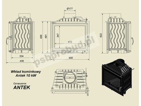 Wkład kominkowy ANTEK 10 + dolot + glass