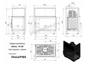 Wkład kominkowy Oliwia 18 kW boczna szyba (łączona bez szprosa) + dolot