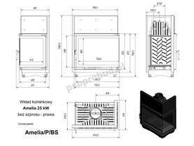 Wkład kominkowy AMELIA 25 prawy BS (szyby łączone bez szprosa)