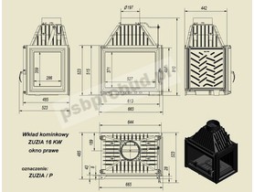 Wkład kominkowy ZUZIA 16 prawy + dolot