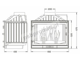  Wkład kominkowy UNIFLAM 700 STANDARD z szybrem, z doprowadzeniem powietrza 
