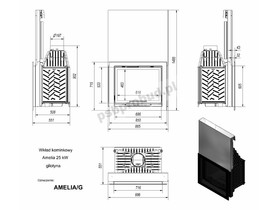 Wkład kominkowy Amelia 25 kW gilotyna + dolot