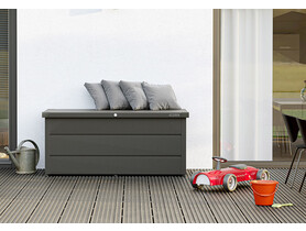 Hormann Juno duża metalowa skrzynia ogrodowa balkonowa tarasowa zamykana schowek antracyt RAL 7016