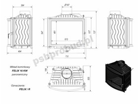 Wkład kominkowy FELIX 16 panoramiczny + dolot