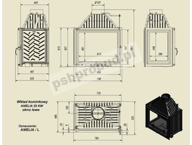 Wkład kominkowy Amelia 25 kW lewy + dolot