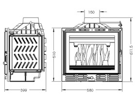 Wkład kominkowy UNIFLAM 600 PLUS z szybrem, doprowadzenie powietrza