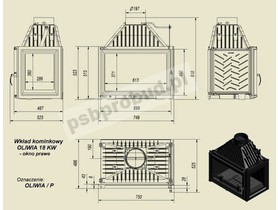 Wkład kominkowy OLIWIA 18 prawy